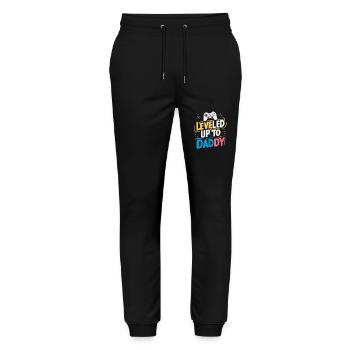 Leveled up to daddy - Stanley/Stella Mover Unisex Organic Jogging Trousers - black - Front - Marisol (170cm) & Nik (191cm)