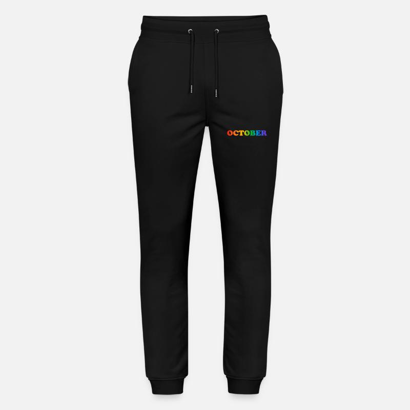 October rainbow text - Stanley/Stella Mover Unisex Organic Jogging Trousers - black