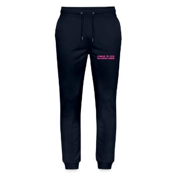 Breast Cancer Pink October - Stanley/Stella Mover Unisex Organic Jogging Trousers - navy - Front - Marisol (170cm) & Nik (191cm)