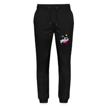 Weihnachts-Astronaut entspannt im All - Kosmische - Stanley/Stella Unisex Bio Jogginghose Mover  - Schwarz - Vorne - Marisol (170cm) & Nik (191cm)