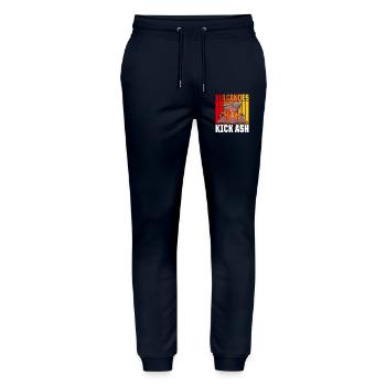 Retro Volcanoes Kick Ash Geologist Vintage Volcano - Stanley/Stella Mover Unisex Organic Jogging Trousers - navy - Front - Marisol (170cm) & Nik (191cm)