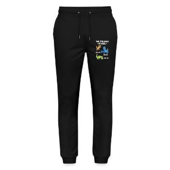 Struggle Is Real Dinosaurier Gym Fitness Saurier - Stanley/Stella Unisex Bio Jogginghose Mover  - Schwarz - Vorne - Marisol (170cm) & Nik (191cm)