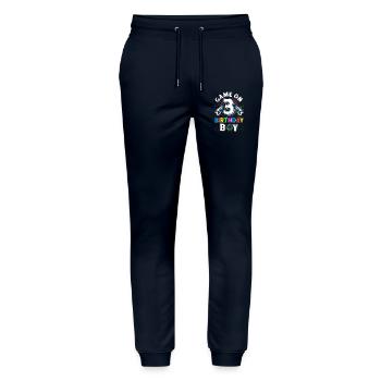 Lasertag Game On 3 Birthday Boy Indoor Laser Tag - Stanley/Stella Mover Unisex Organic Jogging Trousers - navy - Front - Marisol (170cm) & Nik (191cm)