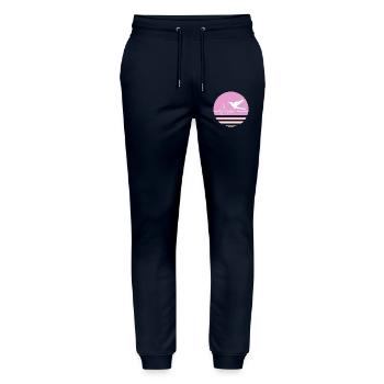 Pastel Pink Hummingbird - Stanley/Stella Mover Unisex Organic Jogging Trousers - navy - Front - Marisol (170cm) & Nik (191cm)