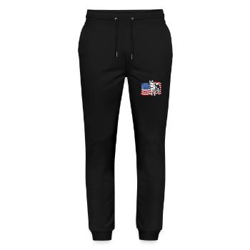 Alaskan Malamute US America Flag Dogs Wilsigns - Stanley/Stella Mover Unisex Organic Jogging Trousers - black - Front - Marisol (170cm) & Nik (191cm)