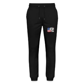 Epagneul Breton US Amerika Fahne Hunde Wilsigns - Stanley/Stella Unisex Bio Jogginghose Mover  - Schwarz - Vorne - Marisol (170cm) & Nik (191cm)