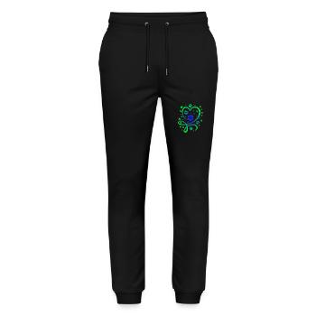 Buntes Herz mit Pfötchen und Sternen - Stanley/Stella Unisex Bio Jogginghose Mover  - Schwarz - Vorne - Marisol (170cm) & Nik (191cm)