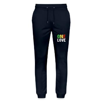 One Love Reggae Musik Jamaica - Stanley/Stella Unisex Bio Jogginghose Mover  - Navy - Vorne - Marisol (170cm) & Nik (191cm)