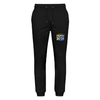 Cancun 2025 Bunt - Stanley/Stella Unisex Bio Jogginghose Mover  - Schwarz - Vorne - Marisol (170cm) & Nik (191cm)