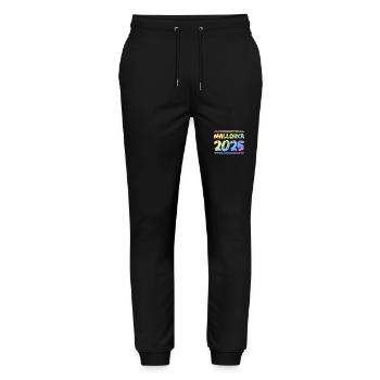Mallorca 2025 Bunt - Stanley/Stella Unisex Bio Jogginghose Mover  - Schwarz - Vorne - Marisol (170cm) & Nik (191cm)