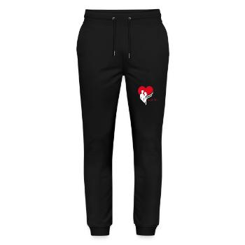 Love Emblem Unity - Stanley/Stella Mover Unisex Organic Jogging Trousers - black - Front - Marisol (170cm) & Nik (191cm)