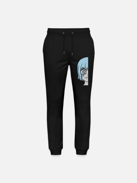 Half sad girl face - Stanley/Stella Mover Unisex Organic Jogging Trousers - black
