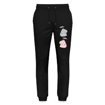 herr und frau nilpferd - Stanley/Stella Unisex Bio Jogginghose Mover  - Schwarz - Vorne - Marisol (170cm) & Nik (191cm)