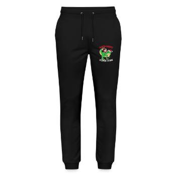 Dinosaur Christmas Tree, Santa Claus, - Stanley/Stella Mover Unisex Organic Jogging Trousers - black - Front - Marisol (170cm) & Nik (191cm)