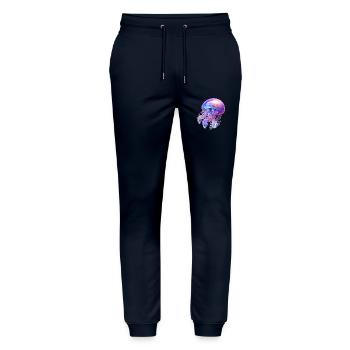 Qualle Farbenfroh & Transparent - Stanley/Stella Unisex Bio Jogginghose Mover  - Navy - Vorne - Marisol (170cm) & Nik (191cm)