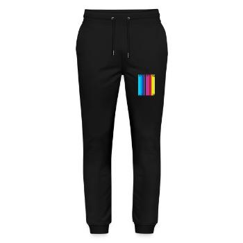 Rave Raver Techno music Techno bass Mischpult - Stanley/Stella Unisex Bio Jogginghose Mover  - Schwarz - Vorne - Marisol (170cm) & Nik (191cm)