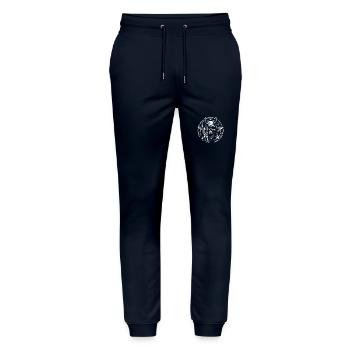 Crâne avec des cornes pentagramme fait des cornes de diable - Pantalon de jogging bio MOVER Stanley/Stella unisexe - marine - Devant - Marisol (170cm) & Nik (191cm)