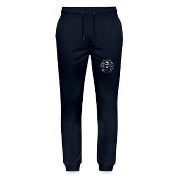 Crâne avec des cornes pentagramme fait des cornes de diable - Pantalon de jogging bio MOVER Stanley/Stella unisexe - marine - Devant - Marisol (170cm) & Nik (191cm)