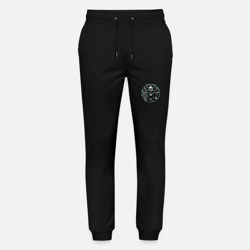 Skull with horns pentagram makes devil horns Stanley/Stella Mover Unisex Organic Jogging Trousers