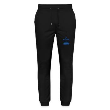 wir sollten uns Zeit nehmen - Stanley/Stella Unisex Bio Jogginghose Mover  - Schwarz - Vorne - Marisol (170cm) & Nik (191cm)