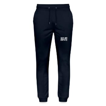 I go at my own pace - Stanley/Stella Mover Unisex Organic Jogging Trousers - navy - Front - Marisol (170cm) & Nik (191cm)