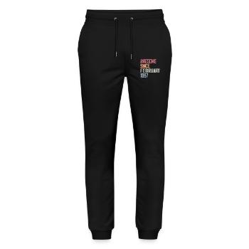 Février 1987, 37e anniversaire 1987 Fevrier 37 ans - Pantalon de jogging bio MOVER Stanley/Stella unisexe - noir - Devant - Marisol (170cm) & Nik (191cm)