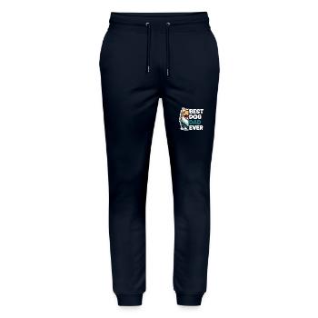Meilleur papa chien de tous les temps - Poméranie - Pantalon de jogging bio MOVER Stanley/Stella unisexe - marine - Devant - Marisol (170cm) & Nik (191cm)