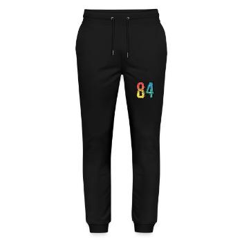 84 Zahl Comic - Stanley/Stella Unisex Bio Jogginghose Mover  - Schwarz - Vorne - Marisol (170cm) & Nik (191cm)