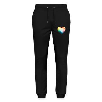 Arc-en-ciel au cœur LGBT - Pantalon de jogging bio MOVER Stanley/Stella unisexe - noir - Devant - Marisol (170cm) & Nik (191cm)