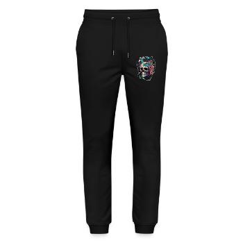 Human Skull & Flowers 5 - Stanley/Stella Mover Unisex Organic Jogging Trousers - black - Front - Marisol (170cm) & Nik (191cm)