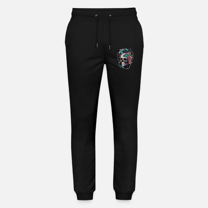 Menschlicher Schädel & Blumen 5 - Stanley/Stella Unisex Bio Jogginghose Mover  - Schwarz