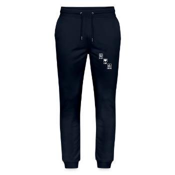 Circus Graphic Peace Love Circus Gift Idea - Stanley/Stella Mover Unisex Organic Jogging Trousers - navy - Front - Marisol (170cm) & Nik (191cm)