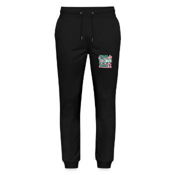 Japanese Food Lover Peace Love Sushi - Stanley/Stella Unisex Bio Jogginghose Mover  - Schwarz - Vorne - Marisol (170cm) & Nik (191cm)