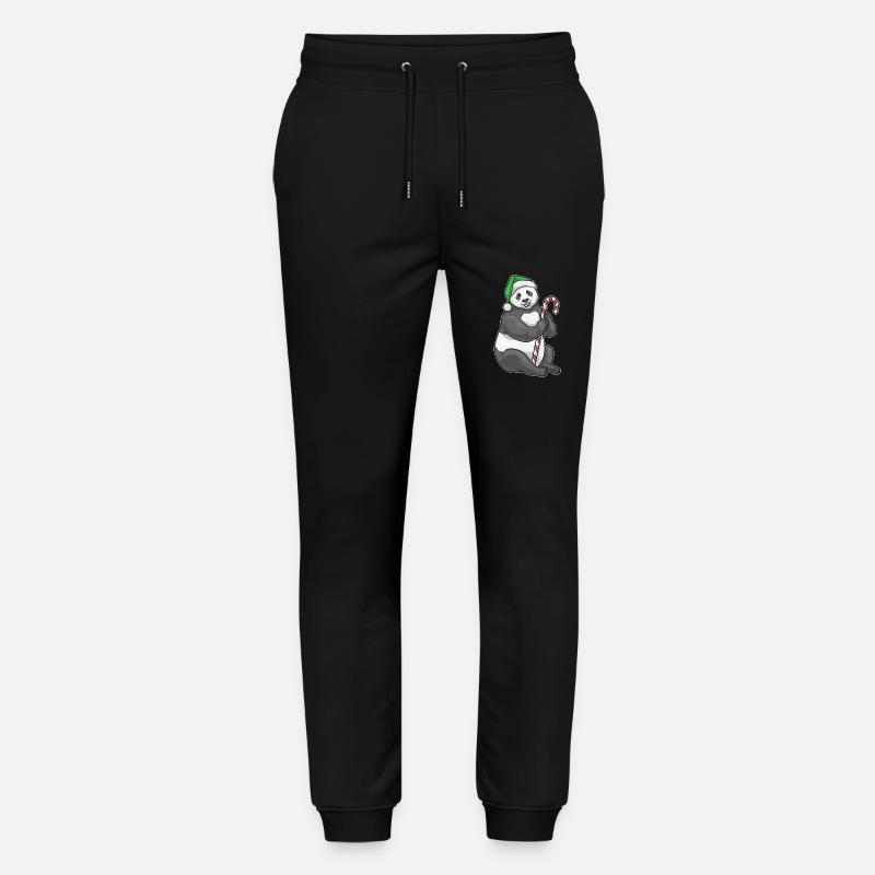 Panda Christmas Candy Cane - Stanley/Stella Mover Unisex Organic Jogging Trousers - black