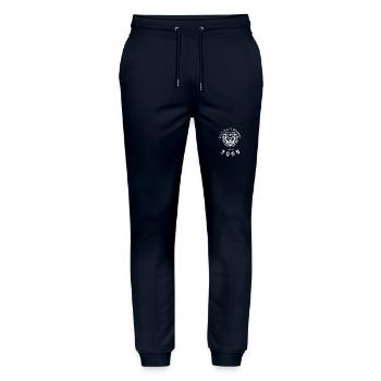 16th birthday Wild, free & untamed since 04/2009 - Stanley/Stella Mover Unisex Organic Jogging Trousers - navy - Front - Marisol (170cm) & Nik (191cm)