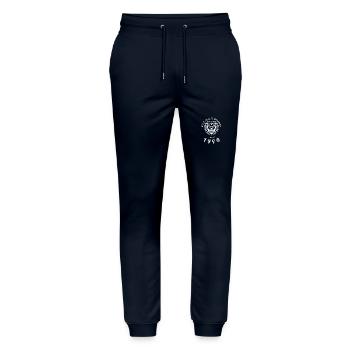 35. Geburtstag Wild, free & untamed since 04/1990 - Stanley/Stella Mover Unisex Organic Jogging Trousers - navy - Front - Marisol (170cm) & Nik (191cm)