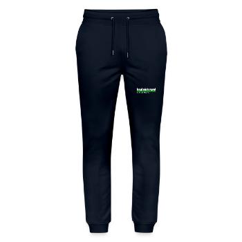 Spruch "heul nich rum - bring den Pfand weg"-wob/b - Stanley/Stella Unisex Bio Jogginghose Mover  - Navy - Vorne - Marisol (170cm) & Nik (191cm)