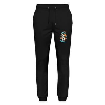 Beagle Snowboarder: Pizza-Abfahrt - Stanley/Stella Unisex Bio Jogginghose Mover  - Schwarz - Vorne - Marisol (170cm) & Nik (191cm)