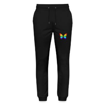 Rainbow Butterfly Colorful Nature Design - Stanley/Stella Mover Unisex Organic Jogging Trousers - black - Front - Marisol (170cm) & Nik (191cm)