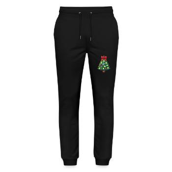 Festive Tennis Christmas Tree Design - Stanley/Stella Mover Unisex Organic Jogging Trousers - black - Front - Marisol (170cm) & Nik (191cm)