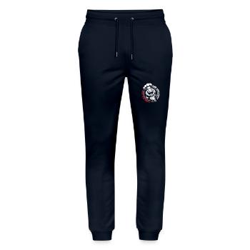 Lachende Knoblauchknolle - nie ohne Knoblauch - Stanley/Stella Unisex Bio Jogginghose Mover  - Navy - Vorne - Marisol (170cm) & Nik (191cm)
