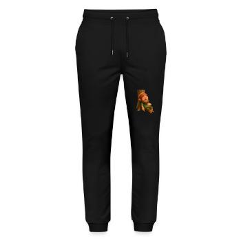 Bekiffter Zwerg an Baumstamm lehnend - Stanley/Stella Unisex Bio Jogginghose Mover  - Schwarz - Vorne - Marisol (170cm) & Nik (191cm)
