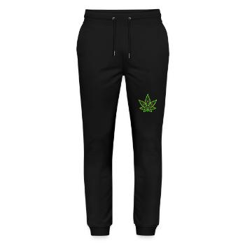 Cannabisblatt - Hanfblatt - Marihuana - Stanley/Stella Unisex Bio Jogginghose Mover  - Schwarz - Vorne - Marisol (170cm) & Nik (191cm)