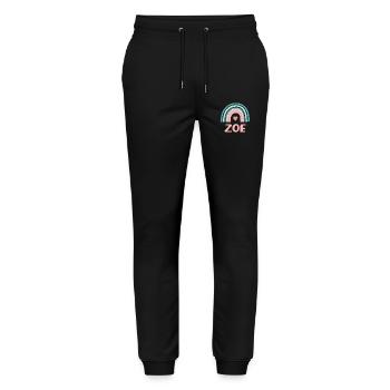 Zoe Name Regenbogen Baby - Stanley/Stella Unisex Bio Jogginghose Mover  - Schwarz - Vorne - Marisol (170cm) & Nik (191cm)