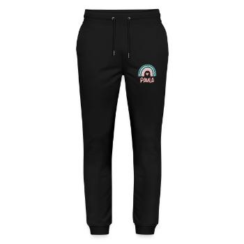 Paula Name Regenbogen Baby - Stanley/Stella Unisex Bio Jogginghose Mover  - Schwarz - Vorne - Marisol (170cm) & Nik (191cm)