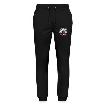 Olivia Name Rainbow Baby - Stanley/Stella Mover Unisex Organic Jogging Trousers - black - Front - Marisol (170cm) & Nik (191cm)