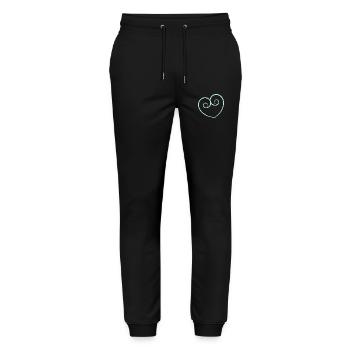 HERZ. HERZ. HEILIGER VALENTIN. LIEBE. LIEBE. HERZ - Stanley/Stella Unisex Bio Jogginghose Mover  - Schwarz - Vorne - Marisol (170cm) & Nik (191cm)