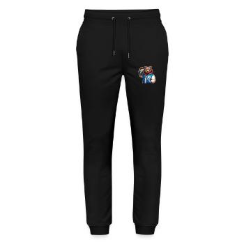 Illustration stylisée d’un ours cool - Pantalon de jogging bio MOVER Stanley/Stella unisexe - noir - Devant - Marisol (170cm) & Nik (191cm)