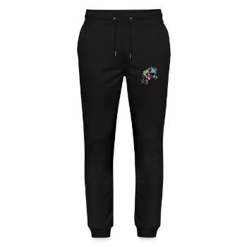 Colorful illustration of a rhinoceros - Stanley/Stella Mover Unisex Organic Jogging Trousers - black - Front - Marisol (170cm) & Nik (191cm)