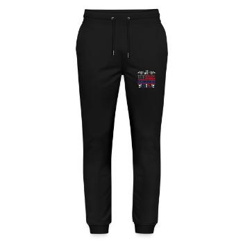 All American Sis 4. Juli Feministischer - Stanley/Stella Unisex Bio Jogginghose Mover  - Schwarz - Vorne - Marisol (170cm) & Nik (191cm)